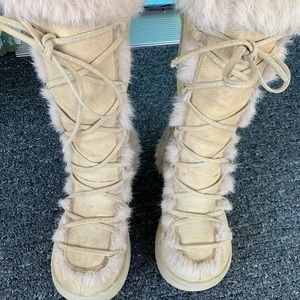 Burning Man Women’s Platform Zip Up Vegan Warrior Boots Size 6.5